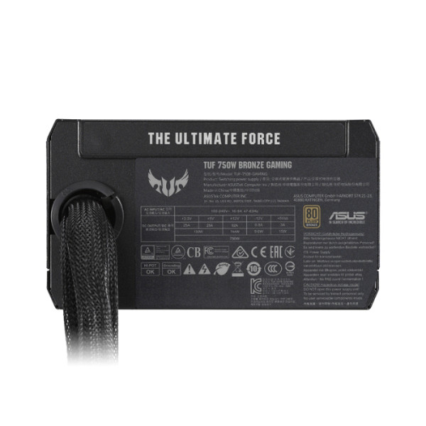 ASUS TUF Gaming 750W napajalnik, 80 PLUS Bronze, garancija 6 let