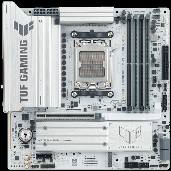 ASUS TUF GAMING B850M-PLUS WIFI7 W AM5 mATX osnovna plošča - AMD B850, 4xDDR5, 3xM.2, 4xSATA, 2.5Gb LAN, WiFi 7, BT, 1xDP, 1xHDMI