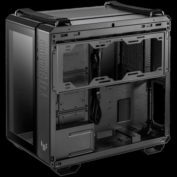 ASUS TUF Gaming GT502 PLUS ATX Gaming ohišje črno, Dual Chamber Chassis, Panoramic View, Tempered Glass front and side panel, Tool-Free side panels, pre-installed 4 ARGB fans & fan hub, Front Panel High-Speed USB Type-C