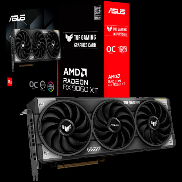 ASUS TUF Gaming Radeon RX 9060 XT OC Edition 16GB GDDR6 (TUF-RX9060XT-O16G-GAMING) grafična kartica, PCIe 5.0, 1xHDMI 2.1b, 2xDisplayPort 2.1a