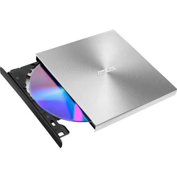 ASUS ZenDrive U9M Silver - ultra-tanko prenosno 8X DVD zapisovalec z M-DISC podporo za doživljenjsko varnostno kopiranje podatkov, združljivo z USB Type-C in Type-A za Windows in Mac OS