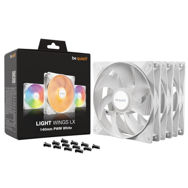 BE QUIET! LIGHT WINGS LX (BL128) RGB 140mm 4-pin PWM 3x beli ventilator