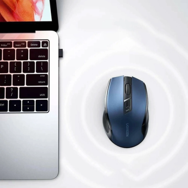 Brezžična miška UGREEN Bluetooth 5.0 in 2,4 Ghz z USB sprejemnikom - modra