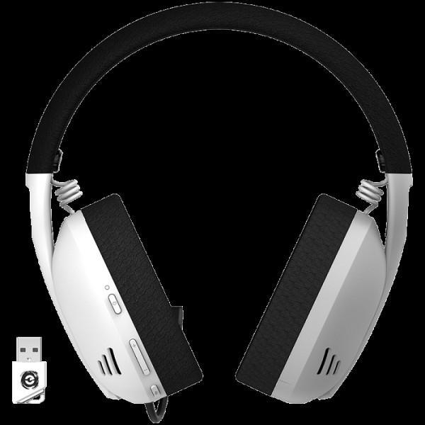 CANYON Ego GH-13, igralne brezžične slušalke s podporo za virtualni 7.1 zvok v 2,4G načinu, s čipsetom BK3288X, različica Bluetootha 5.2, kabel dolžine 1,8 m, velikost: 198x184x79mm, bele barve