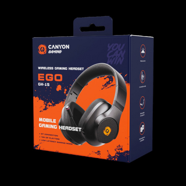 CANYON EGO GH-15 2in1 gaming slušalke z mikrofonom BT, črne