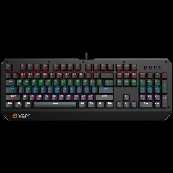 CANYON Hazard GK-6, Wired multimedia gaming keyboard with lighting effect, 108pcs rainbow LED, Numbers 104keys, EN double injection layout, cable length 1.8M, 450.5*163.7*42mm, 0.90kg, color black