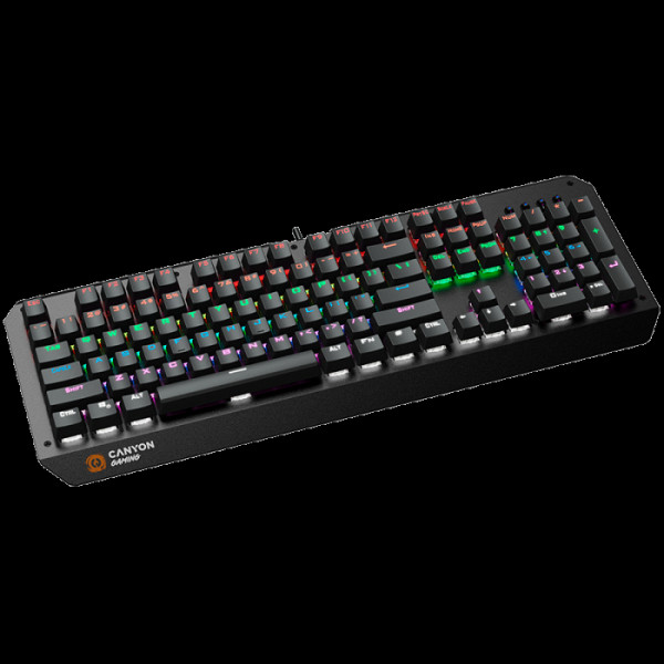 CANYON Hazard GK-6, Wired multimedia gaming keyboard with lighting effect, 108pcs rainbow LED, Numbers 104keys, EN double injection layout, cable length 1.8M, 450.5*163.7*42mm, 0.90kg, color black
