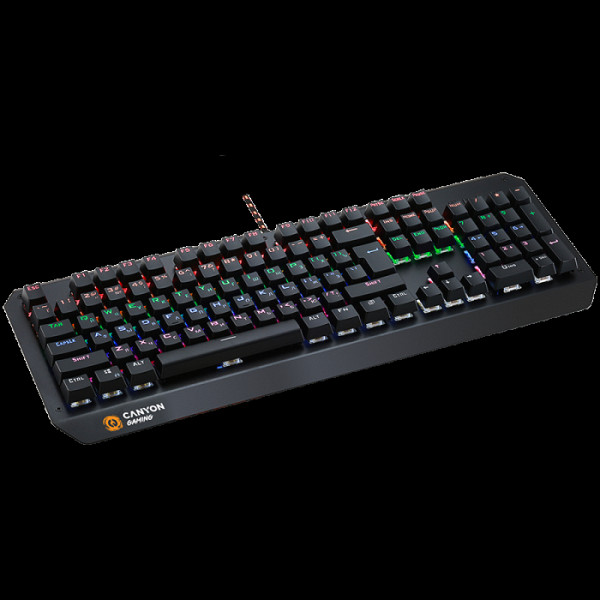 CANYON Hazard GK-6, Wired multimedia gaming keyboard with lighting effect, 108pcs rainbow LED, Numbers 104keys, EN double injection layout, cable length 1.8M, 450.5*163.7*42mm, 0.90kg, color black