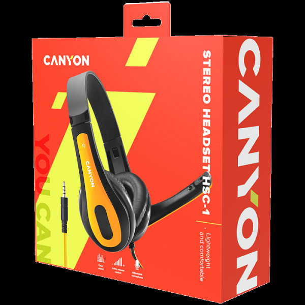CANYON HSC-1, slušalke z mikrofonom za PC, črna - rumena