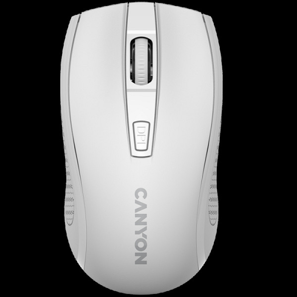 CANYON MW-7, 2.4 GHz brezžična miška, 6 gumbov, DPI 800/1200/1600, z 1 AA baterijo, velikost 1106037 mm, teža 58 g, bela