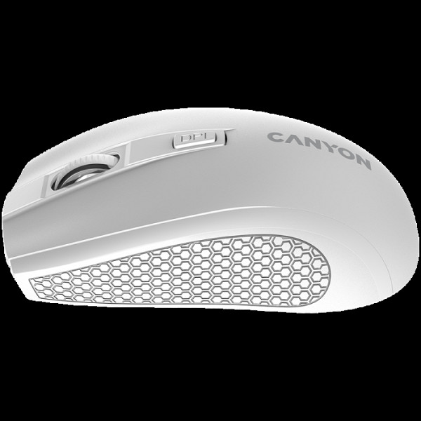 CANYON MW-7, 2.4 GHz brezžična miška, 6 gumbov, DPI 800/1200/1600, z 1 AA baterijo, velikost 1106037 mm, teža 58 g, bela