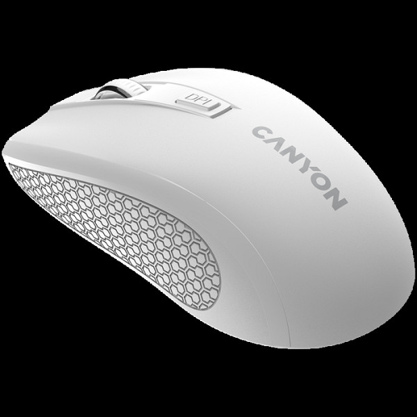 CANYON MW-7, 2.4 GHz brezžična miška, 6 gumbov, DPI 800/1200/1600, z 1 AA baterijo, velikost 1106037 mm, teža 58 g, bela