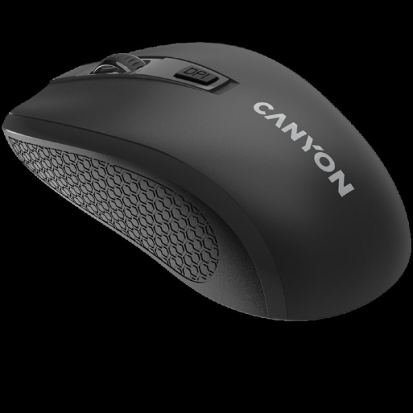 CANYON MW-7, brezžična miška 2,4 GHz, 6 gumbov, DPI 800/1200/1600, z 1 AA baterijo, velikost 1106037 mm, teža 58 g, črna.