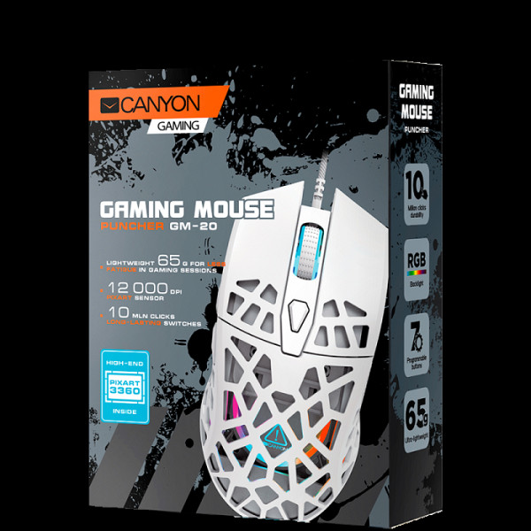 CANYON Puncher GM-20 gaming miška, žična, bela