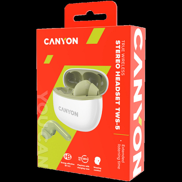 Canyon TWS-5 brezžične slušalke, zelene (CNS-TWSGR)