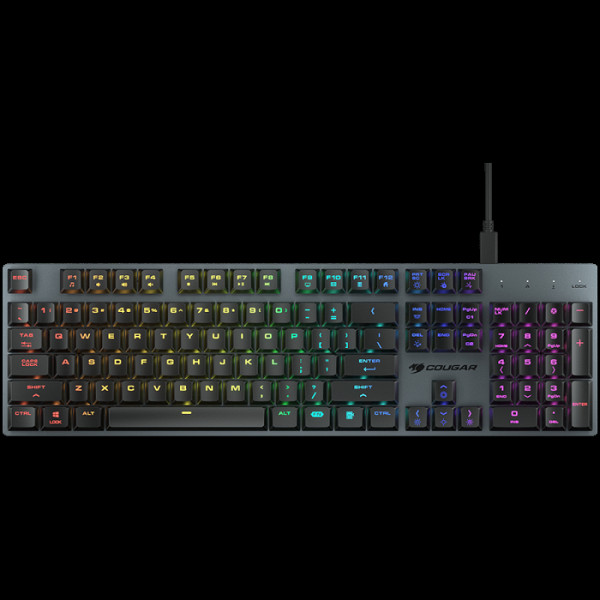 COUGAR LUXLIM - optično/mehanska žična gaming tipkovnica, RGB osvetlitev (14 učinkov), črna