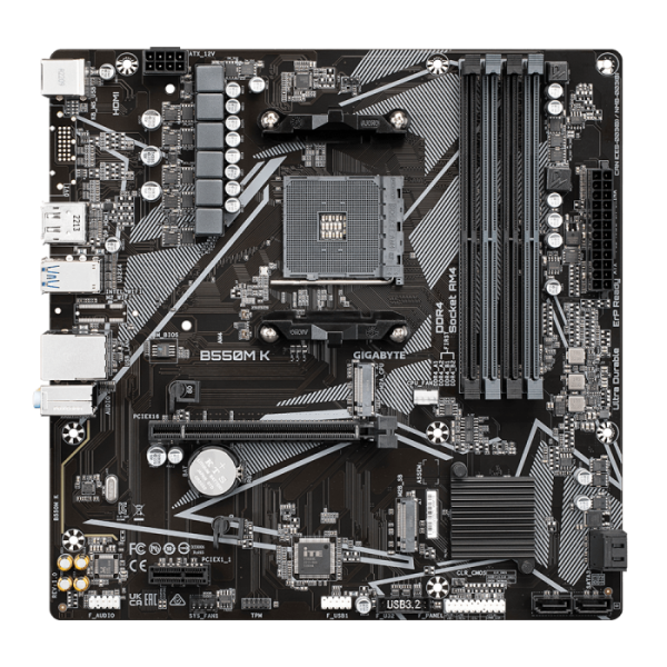 GIGABYTE B550M K AM4 mATX osnovna plošča - AMD B550, 4xDDR4, 2xM.2, 4xSATA, 1Gb LAN, 1xDP, 1xHDMI