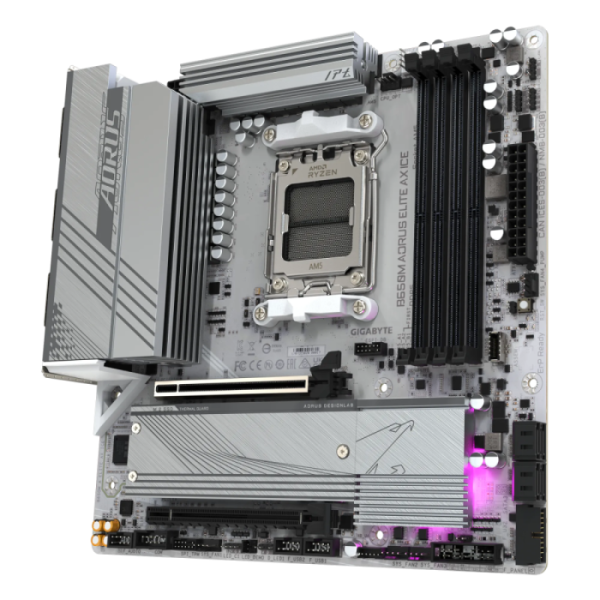GIGABYTE B650M AORUS ELITE AX ICE, DDR5, SATA3, USB3.2Gen2x2, DP, 2.5GbE, WiFi 6E, AM5 mATX