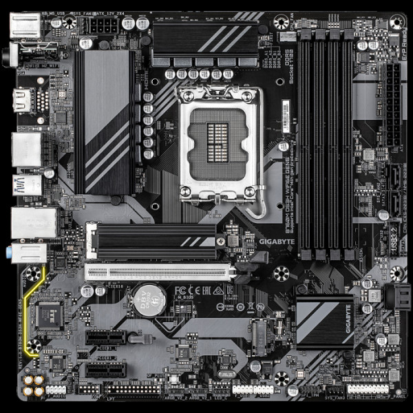 GIGABYTE B760M DS3H WIFI6E GEN5 LGA1700 mATX osnovna plošča - Intel B760, 4xDDR5, 2xM.2, 4xSATA, 2.5Gb LAN, WiFi 6E, BT, 1xHDMI, 2xDP