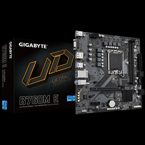 GIGABYTE B760M E LGA1700 mATX osnovna plošča - Intel B760, 2xDDR5, 2xM.2, 4xSATA, 1Gb LAN, 1xD-SUB(VGA), 1xDP, 1xHDMI
