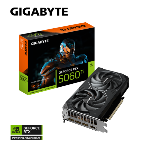 GIGABYTE GeForce RTX 5060 Ti WINDFORCE MAX OC 8G GDDR7 grafična kartica, PCIe 5.0, 1xHDMI 2.1b, 3xDisplayPort 2.1b