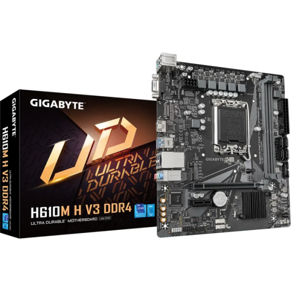 GIGABYTE H610M H V3 DDR4 LGA1700 mATX osnovna plošča - Intel H610, 2xDDR4, 1xM.2, 4xSATA, 1Gb LAN, 1xD-SUB(VGA), 1xHDMI