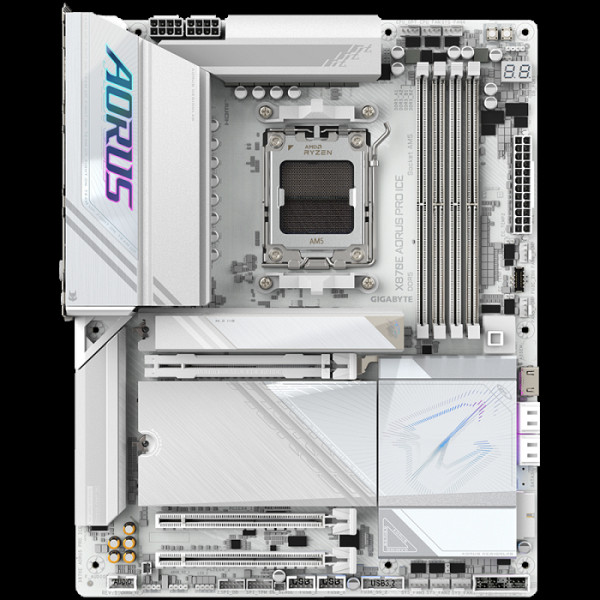 GIGABYTE X870E AORUS PRO ICE, DDR5, SATA3, USB4, DP, 2.5GbE, WiFi 7, AM5 ATX