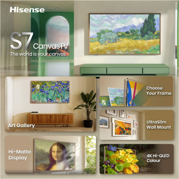 HISENSE TV QLED 55S7S Canvas 4K TV, 144 Hz