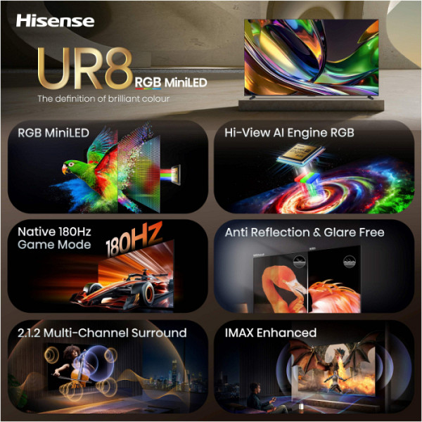 HISENSE TV RGB MiniLED 85UR8S Smart TV 4K 180 Hz