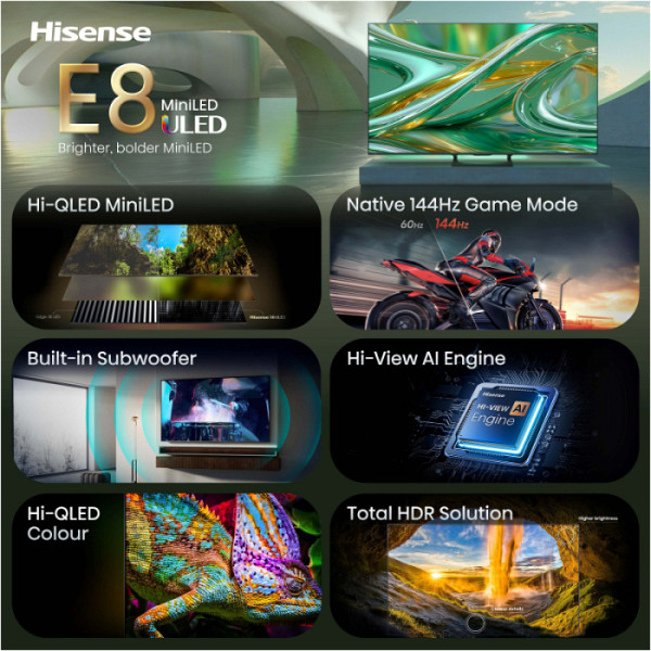 HISENSE TV ULED (Mini LED) 85E8S Smart TV 4K 144 Hz