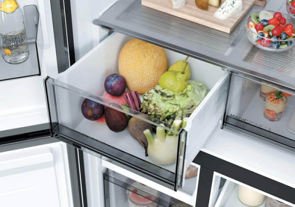 Hladilnik HAIER HCR58S18DNMM, 185 cm, D, 523 l, 4-vratni, Inox