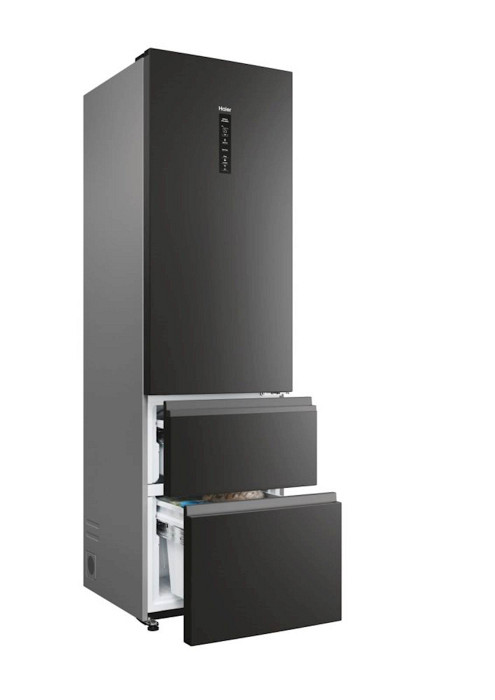Hladilnik HAIER HTW5620DNPT, 205 cm, D, 414 l, 3-vratni, črn
