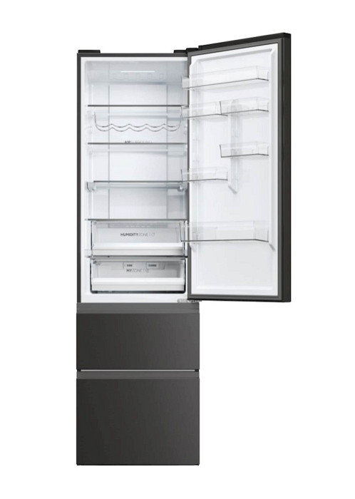 Hladilnik HAIER HTW5620DNPT, 205 cm, D, 414 l, 3-vratni, črn