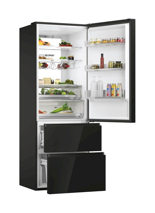 Hladilnik HAIER HTW7720DNGB, 200,6 cm, D, 483 l, French Door, črna steklo