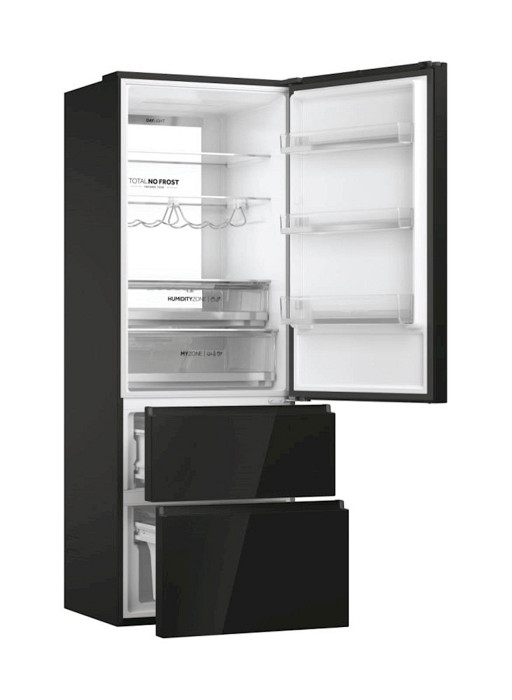 Hladilnik HAIER HTW7720DNGB, 200,6 cm, D, 483 l, French Door, črna steklo