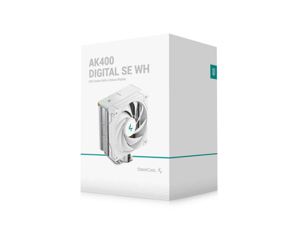 Hladilnik za procesor DeepCool AK400 DIGITAL SE WH, 120mm, ARGB, LCD, bel