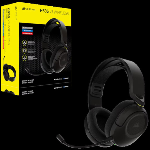 HS35 V3 Brezžične gaming slušalke, črne