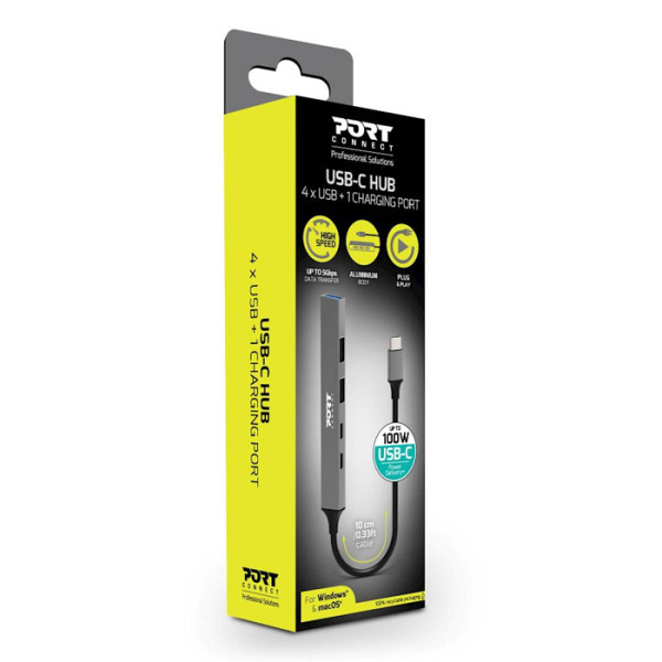 HUB PORT USB 5 PORTS 3A + 1C + PD 100W - for Bt