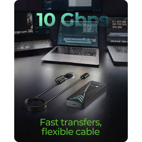 IcyBox E0019272 ohišje za M.2 NVMe SSD z vmesnikom USB-C 3.2 Gen 2 in RGB lučmi