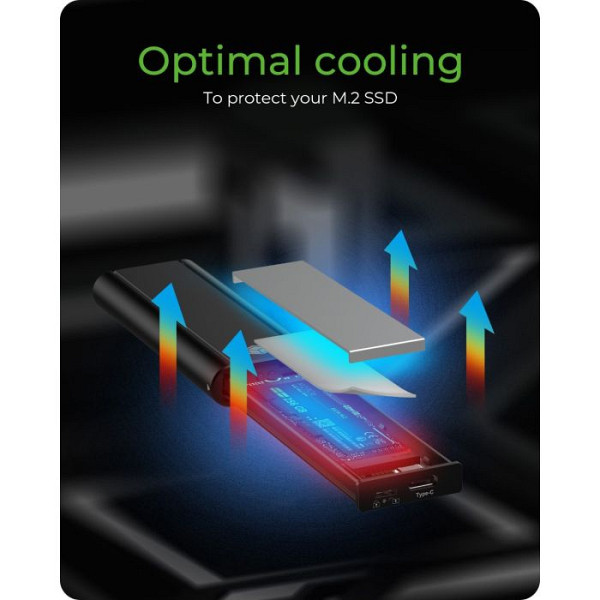 IcyBox IB-1807MT-C31 ohišje za 1x M.2 NVMe SSD z vmesnikom USB-C 3.2 in zaščito pred pisanjem