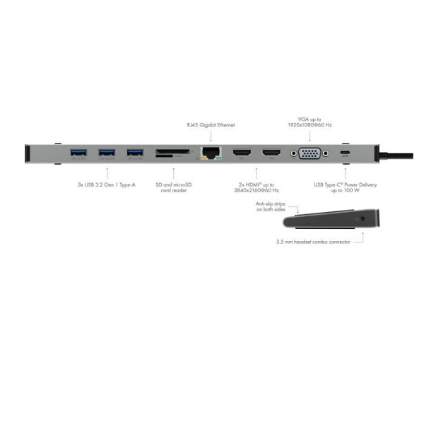 IcyBox IB-DK2106A-CPD priklopna postaja s Power Delivery 100W