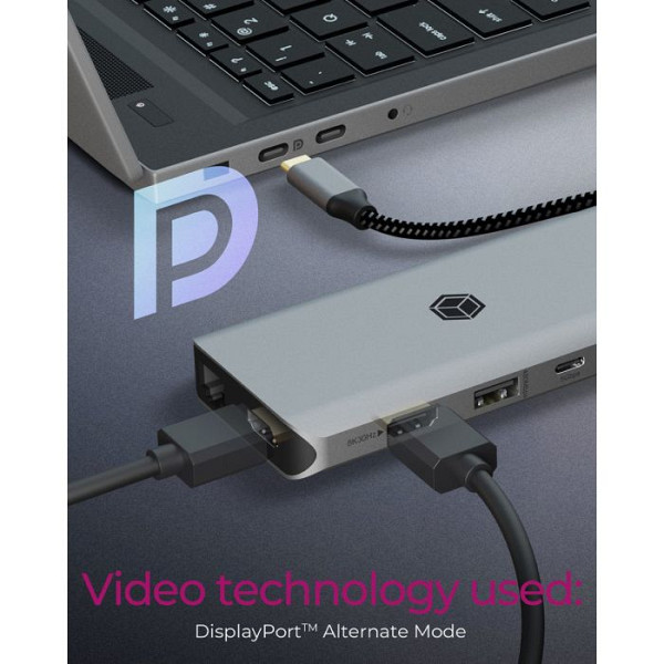 IcyBox IB-DK4061-CPD 12v1 USB-C priklopna postaja za prenosnike s Power Delivery do 100W