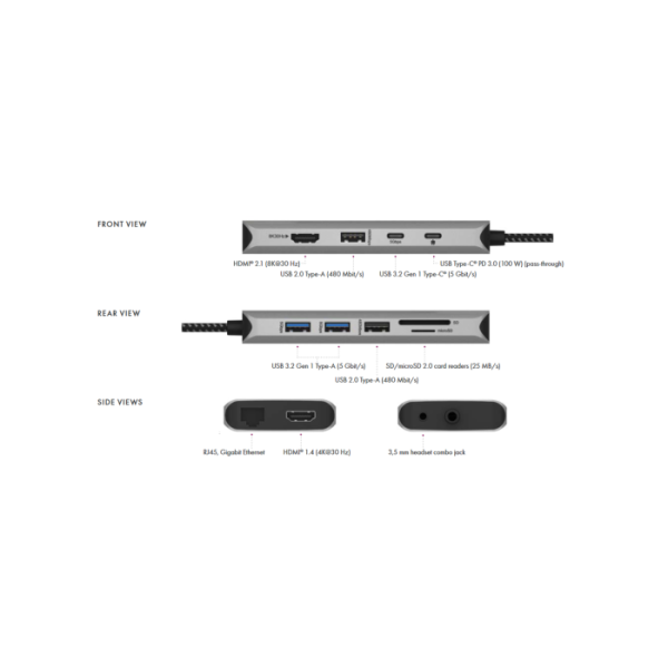 IcyBox IB-DK4061-CPD 12v1 USB-C priklopna postaja za prenosnike s Power Delivery do 100W