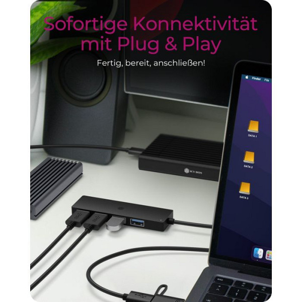 Icybox IB-HUB1424-C3 4-Port Hub s priključkom USB-C in USB-A 3.2 Gen 1