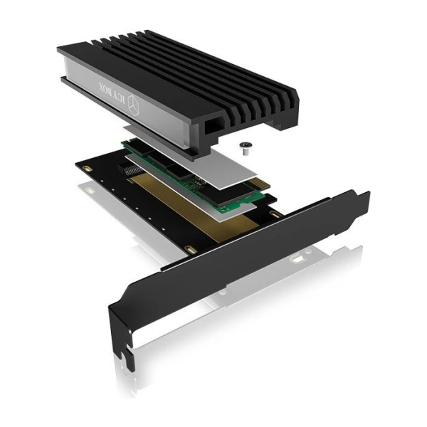 IcyBox IB-PCI214M2-HSL ohišje/adapter za M.2 NVMe SSDje na PCIe x4 kartico s hladilnikom