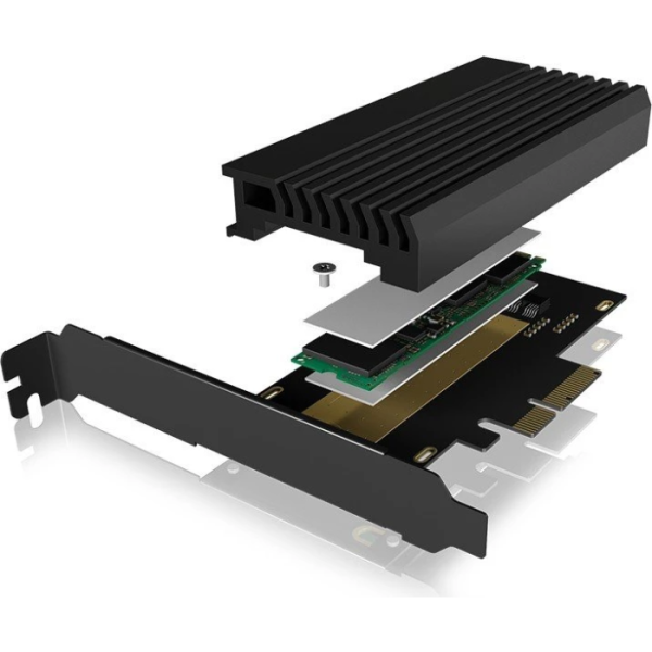 IcyBox IB-PCI214M2-HSL ohišje/adapter za M.2 NVMe SSDje na PCIe x4 kartico s hladilnikom