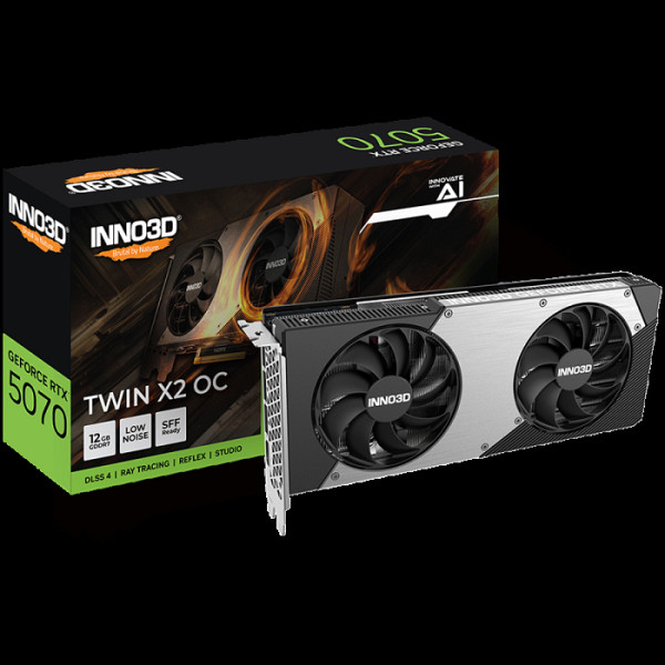 INNO3D GeForce RTX 5070 Twin X2 OC 12GB GDDR7 grafična kartica, PCIe 5.0, 1xHDMI 2.1b, 3xDisplayPort 2.1b