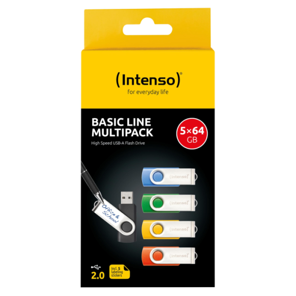 Intenso 5x64GB Basic Line USB 2.0 spominski ključki - Barvni