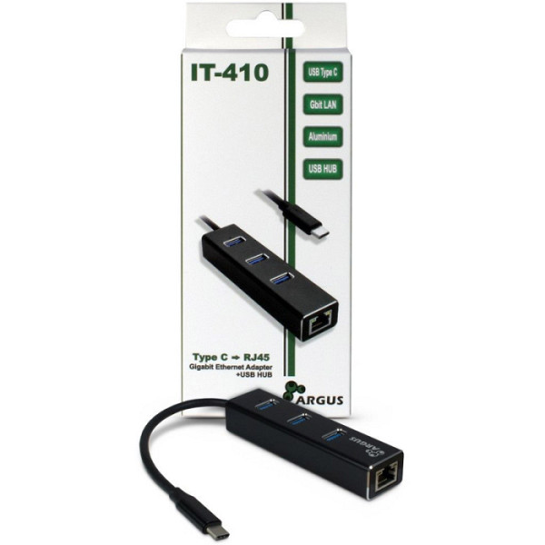 INTER-TECH ARGUS IT-410 gigabit LAN USB Type C 3-port Hub mrežni adapter