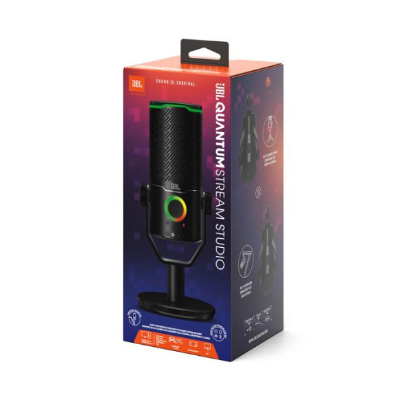JBL Quantum Stream Studio mikrofon, črn